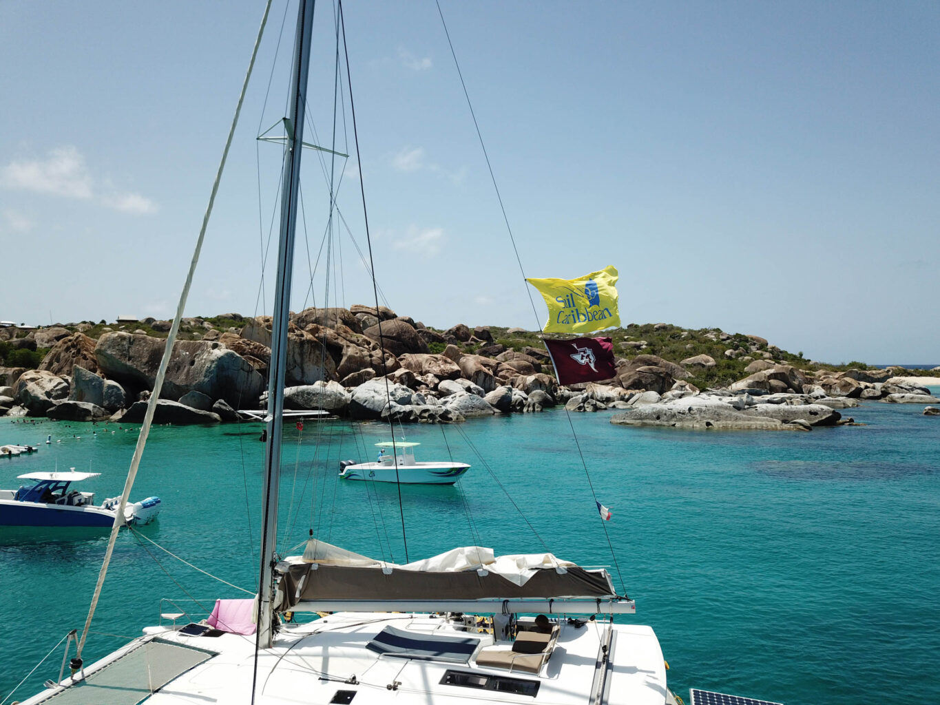 Sail Caribbean boats in the harbor.