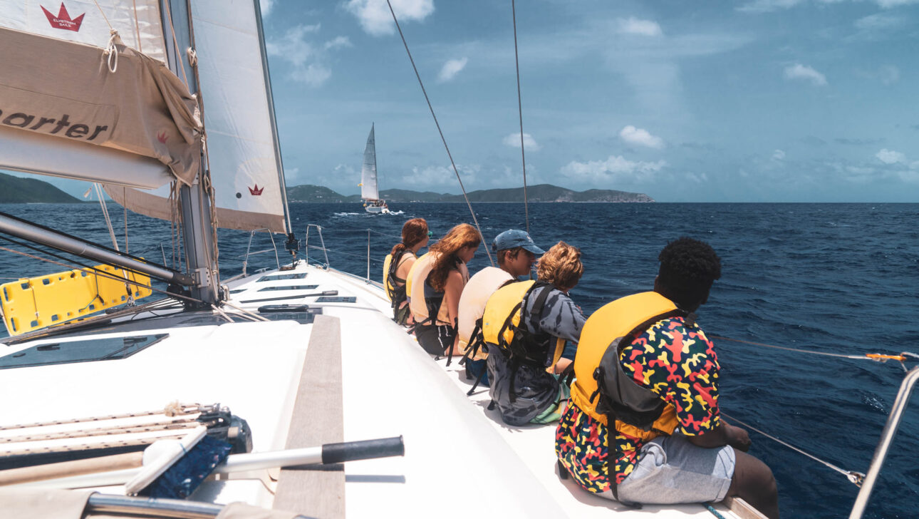 A group of people on a boat.
