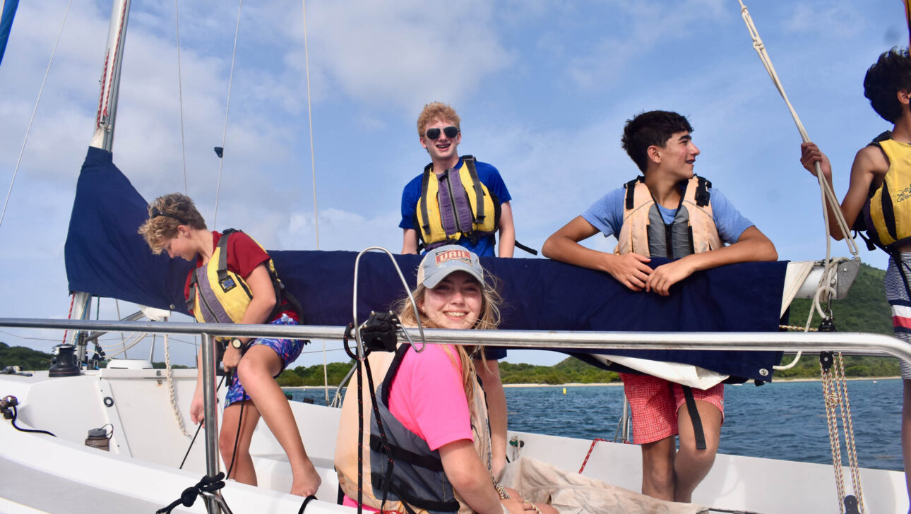 A group of people on a boat.